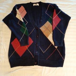 Vintage Accordeon Argyle cardigan sweater